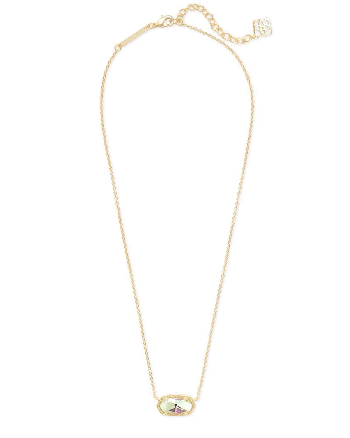 Kendra Scott Elisa Pendant Necklace for Women, Fashion Jewelry, 14k Gold-Plated, Rose Quartz