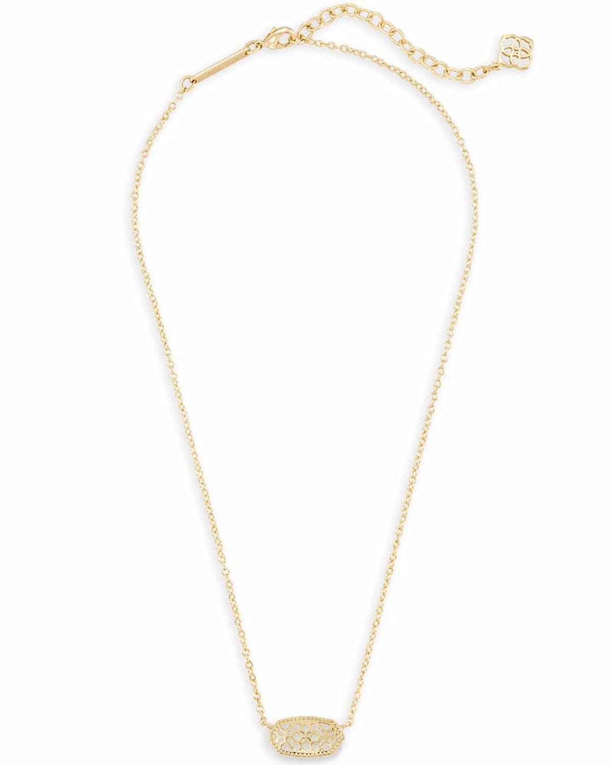 Kendra Scott Elisa Pendant Necklace for Women, Fashion Jewelry, 14k Gold-Plated, Rose Quartz