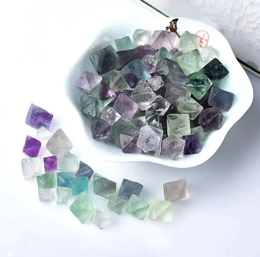 Colored Fluorite Single Crystal Purple Green Blue White