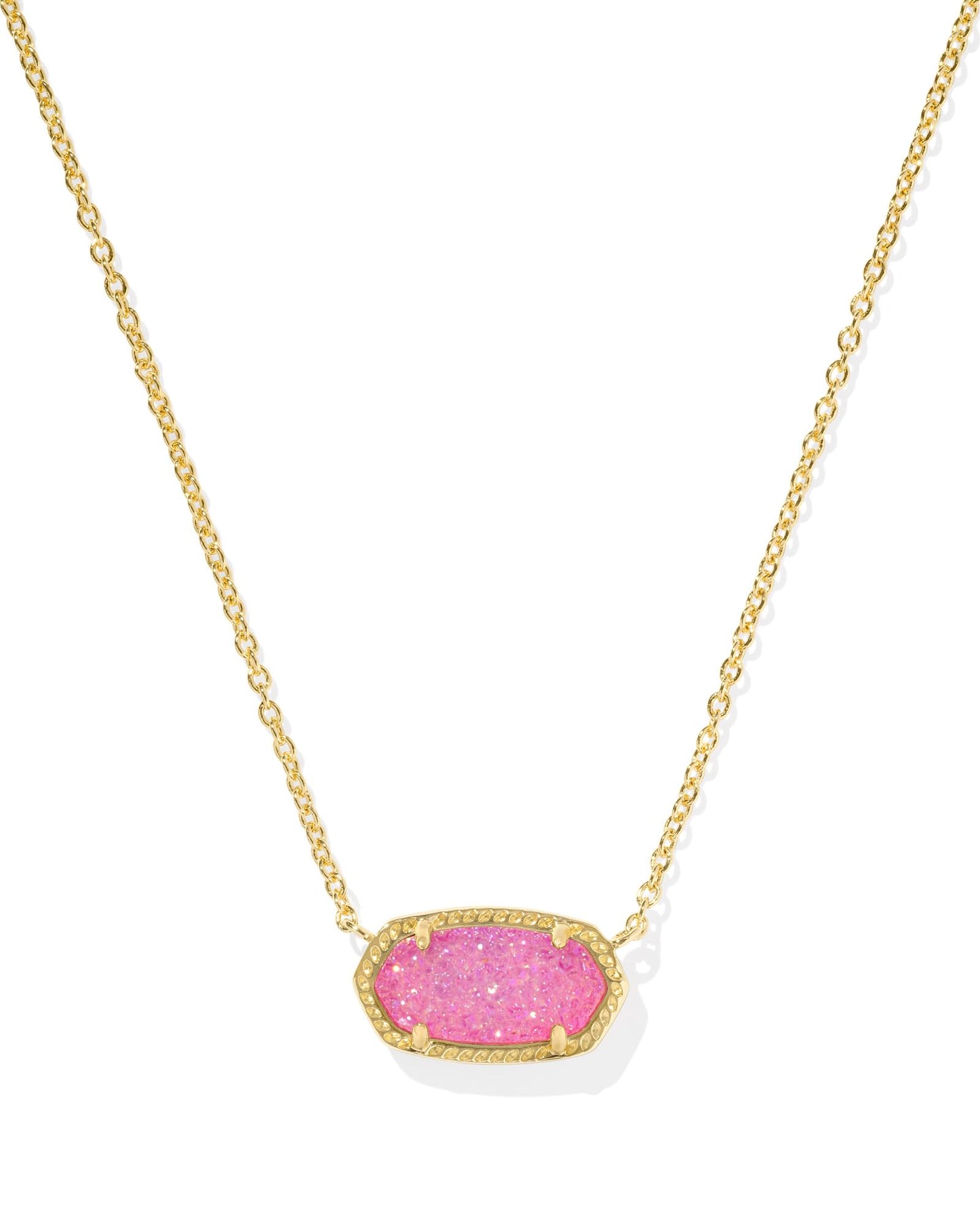 Kendra Scott Elisa Pendant Necklace for Women, Fashion Jewelry, 14k Gold-Plated, Rose Quartz