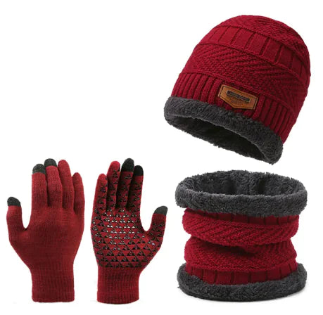 Winter Scarf Gloves Three-piece Set