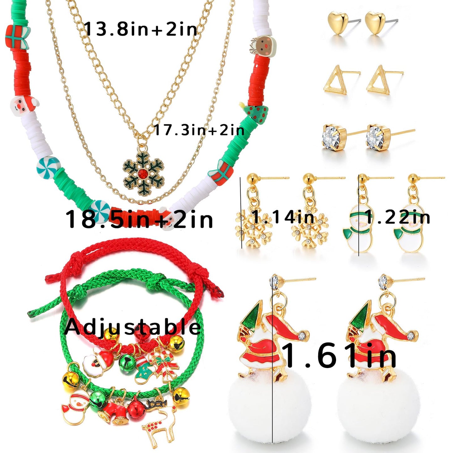 IFKM Gold Plated Jewelry Set with 5 PCS Necklace, 14 PCS Bracelet, 20 Pairs Earring, 20 PCS Knuckle Rings for Women Valentine Anniversary Birthday Friendship Gift