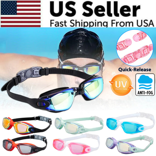 Clear Comfortable Swimming Goggles UV- Anti-Fog Swim Glasses Mirror Adult & Kids